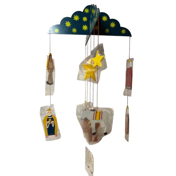 Hand Painted Christmas Kinetic Art Wood Nativity Mobile Creche Decor Festive - Picture 1 of 12